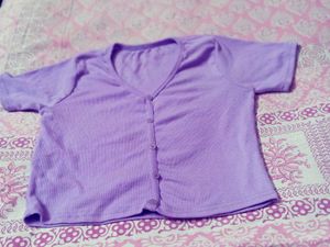 Cute Lilac Buttoned Top