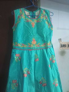 Aqua Dress with Floral Detail