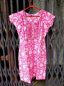 Pink Floral Print Kurti