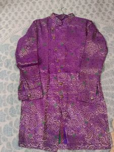 Purple Paisley Indo West Kurta & Balloon Bottom
