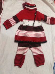 Red Knit Baby Outfit