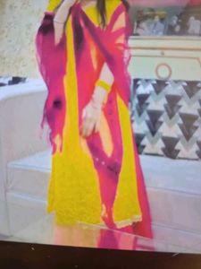3 Peace Yellow Suit Set With Palazzo And Duppta