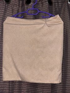 Champagne Beige Shimmery Mini Skirt | Party Wear |