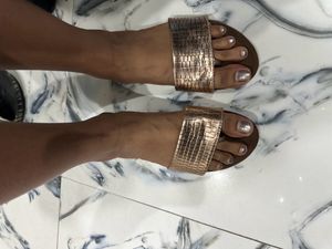 Rose Gold And Brown Flats