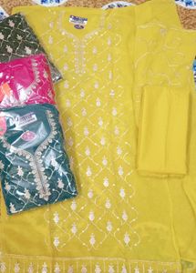 Yellow Embroidered Kurta Set