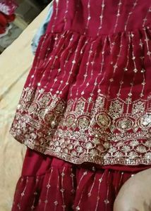 Elegant Red Sharara Suit Set