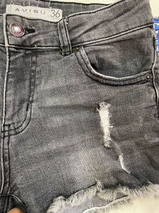 grey denim shorts