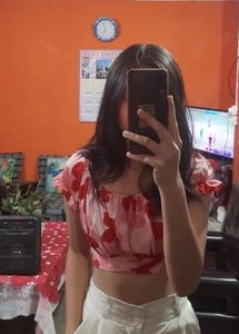 Floral &amp; Black Tie Crop Tops