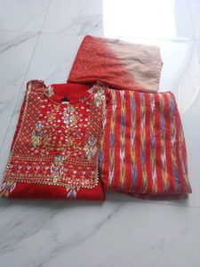 Elegant Red Embroidered Kurta Set