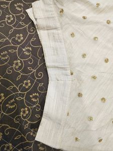 Off White Silk Lehenga With Pink Bandhani Dupatat