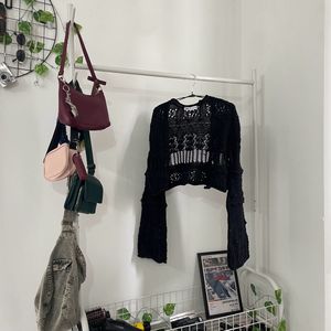 Black Crochet Cardigan