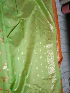 A New Saree In Green n Orange Shade