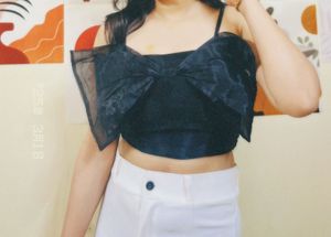 Chic Black Bow Crop Top