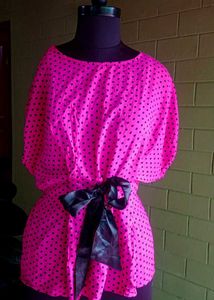 Pink Polka Dot Tie Top
