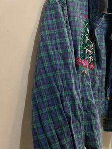 blue n green checkered boxy over shirt