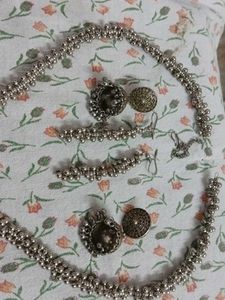 Oxidized Silver Tone Jewelry Set