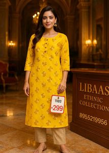 Elegant Yellow Floral Kurta