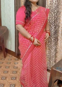 Pink Glitter Saree