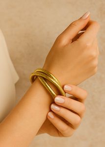 Anti Tarnished Gold Tone Coil Hand Cuffs