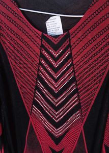 Red &amp; Black Geometric Long Sleeve Top