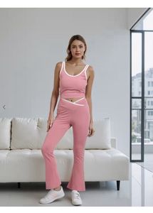 Pink Tank Top &amp; Flare Pant Set co- ord