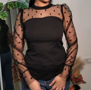 Stylish Black Puff Sleeves Top For Women