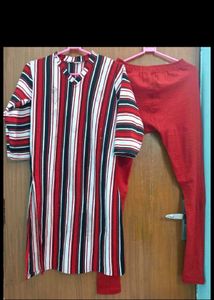 Woolen Red Kurta Set