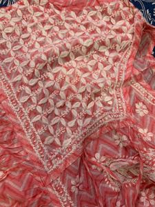 pink chickenkari  Kurta