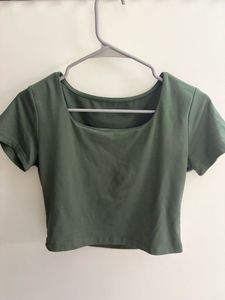 Olive Green Cropped Tee