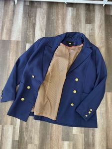 Navy Blue Double-Breasted Blazer