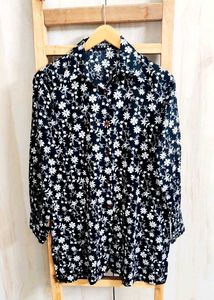 Black Printed Cotton Shirt Size-36