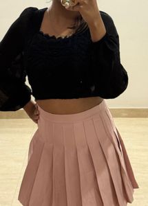 Pink Pleated Mini Skirt