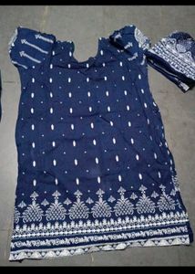 pakistani printed blue dress