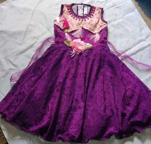 Purple Floral Girl's Party Dress