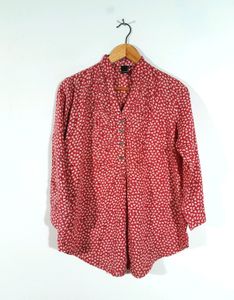 Red Printed Tunic Top