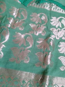 Pure Venkatagiri  Green Cotton Saree +Blouse