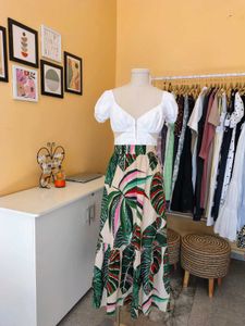 Tropical Print Maxi Skirt