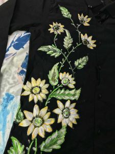 Hand Painted  Shirt Black Button-Down