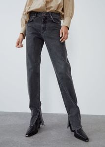 Zara Gray Split Hem Jeans