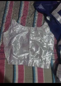 Silver Party Blouse With Saadi