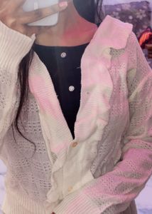 white cute crop cardigan