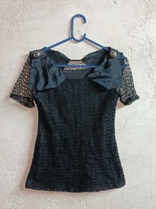 Girl's Elegant Lace Top Layered Black 🖤