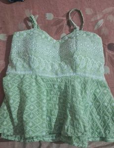Embroidered Green Top