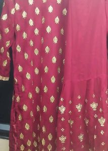 Party Maroon Salwar Suit With Dupatta