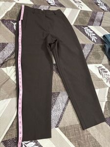 Set of Wide Leg Trousers Grey and brown