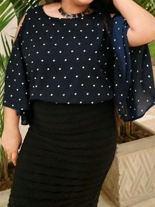 Cut Shoulder Polka Dot Top