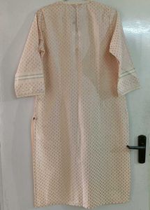 W Printed Peach Straight Kurta