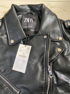 Zara Black Faux Leather Jacket Oversize Hip Length