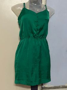 Pintrest Silk Emerald Green Romper