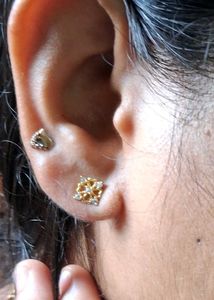 Gold Floral Stud Earrings